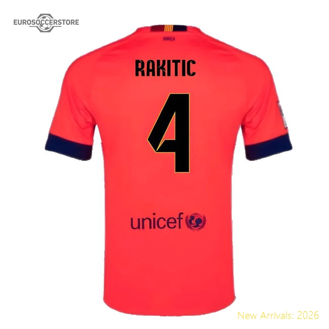 Barcelona 2014-15 Away Shirt ((Excellent) L) (Rakitic 4)-Football Shirts Shop