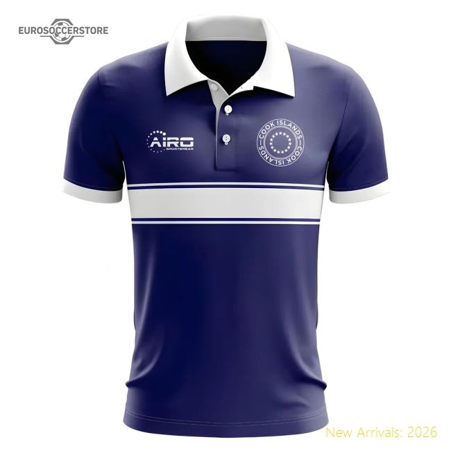 Cook Islands Concept Stripe Polo Shirt (Navy)-Football Shirts Shop