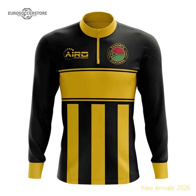 Vanuatu Concept Football Half Zip Midlayer Top (Black-Yellow)-Football Shirts Shop