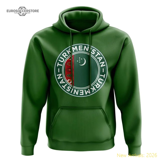 Turkmenistan Football Badge Hoodie (Green)-Football Shirts Shop