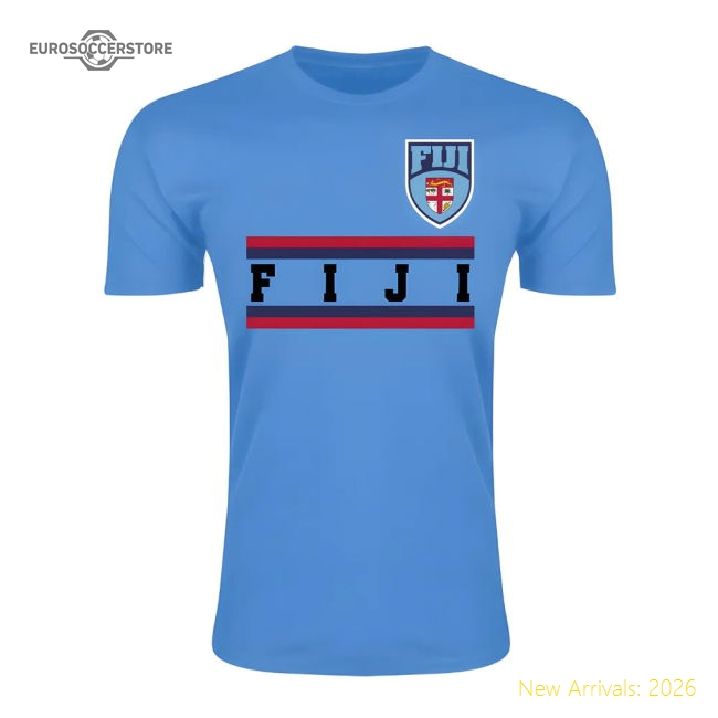 Fiji Core Football Country T-Shirt (Sky)-Football Shirts Shop