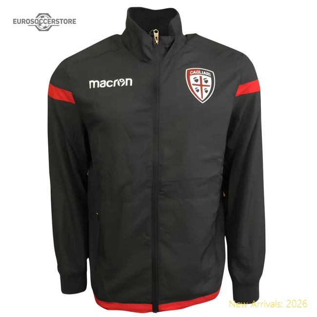 2017-2018 Cagliari Macron Microfibre Travel Tracksuit (Dark Grey)-Football Shirts Shop