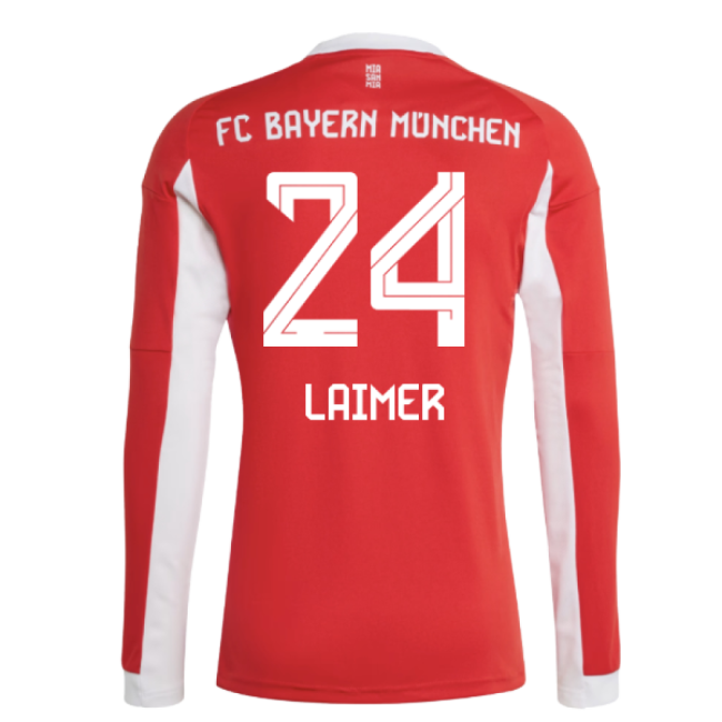 2025-2026 Bayern Munich Long Sleeve Home Shirt (Laimer 24)-Football Shirts Shop