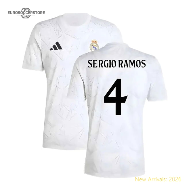 2024-2025 Real Madrid Pre-Match Shirt (White) (Sergio Ramos 4)-Football Shirts Shop