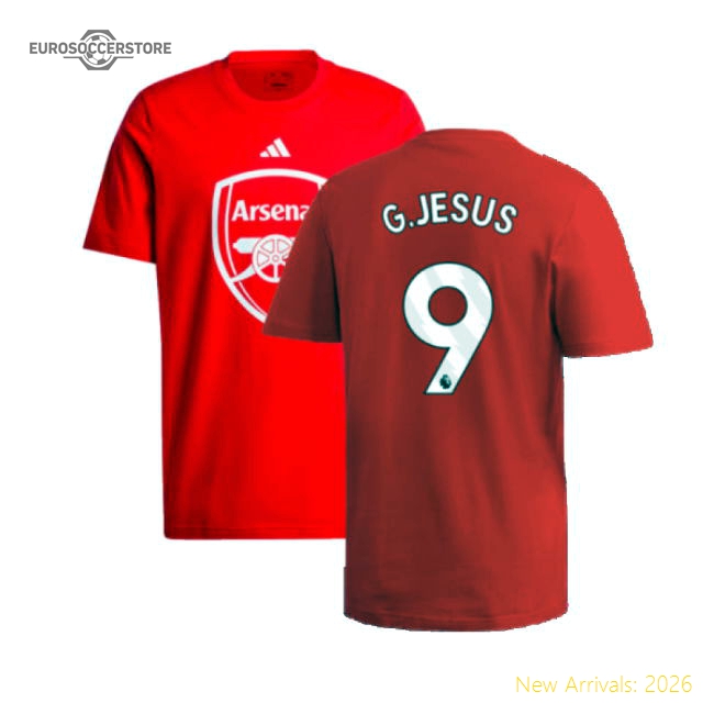 2024-2025 Arsenal DNA Graphic Tee (Red) (G.Jesus 9)-Football Shirts Shop