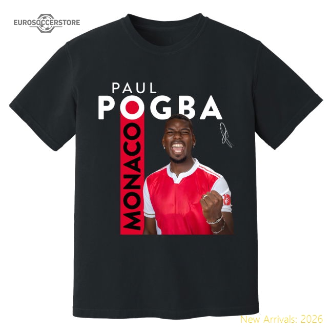 Paul Pogba Monaco New Signing T-Shirt (Black)-Football Shirts Shop