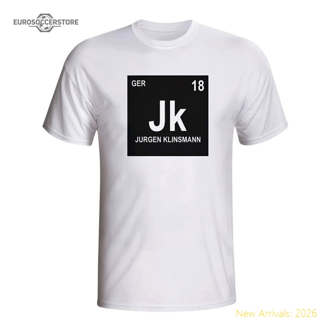 Jurgen Klinsmann Germany Periodic Table T-shirt (white)-Football Shirts Shop