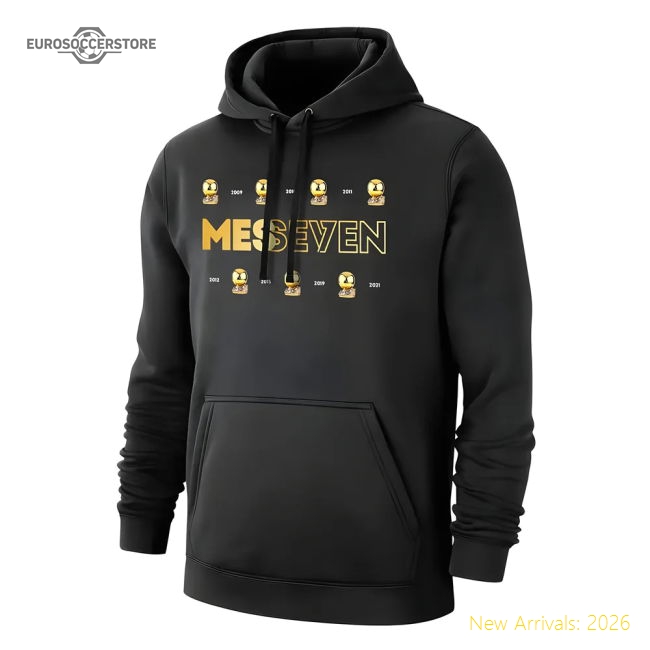 Lionel Messi MESSEVEN footer with hood, black-Football Shirts Shop