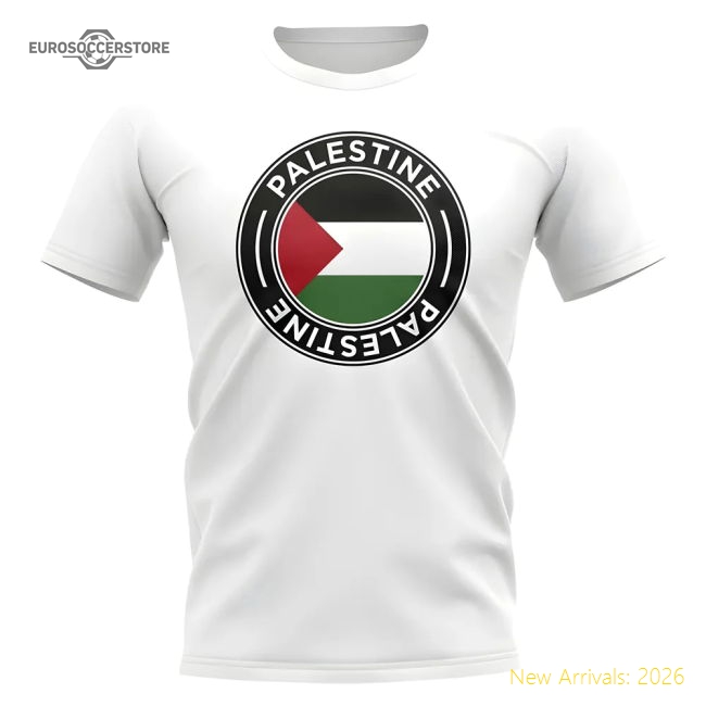 Palestine Football Badge T-Shirt (White)-Football Shirts Shop
