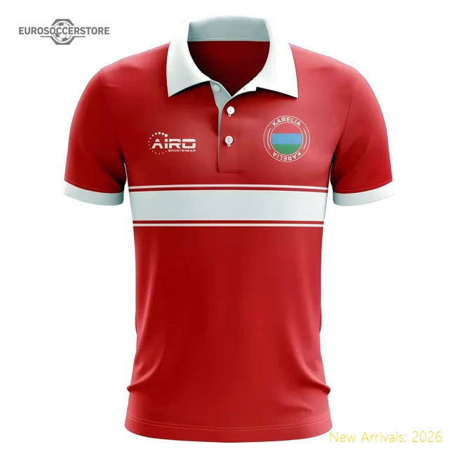 Karelia Concept Stripe Polo Shirt (Red)-Football Shirts Shop