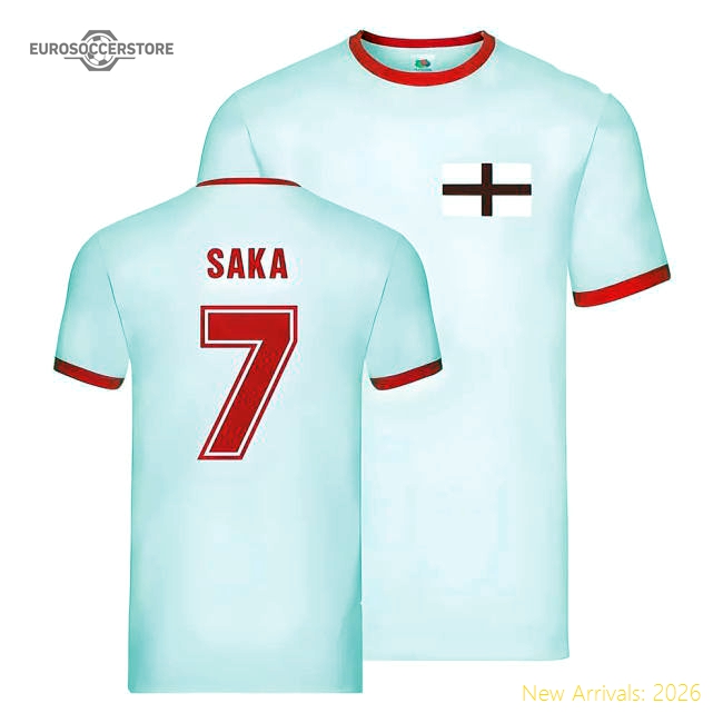 England Ringer T-Shirt (Bukayo Saka 7)-Football Shirts Shop