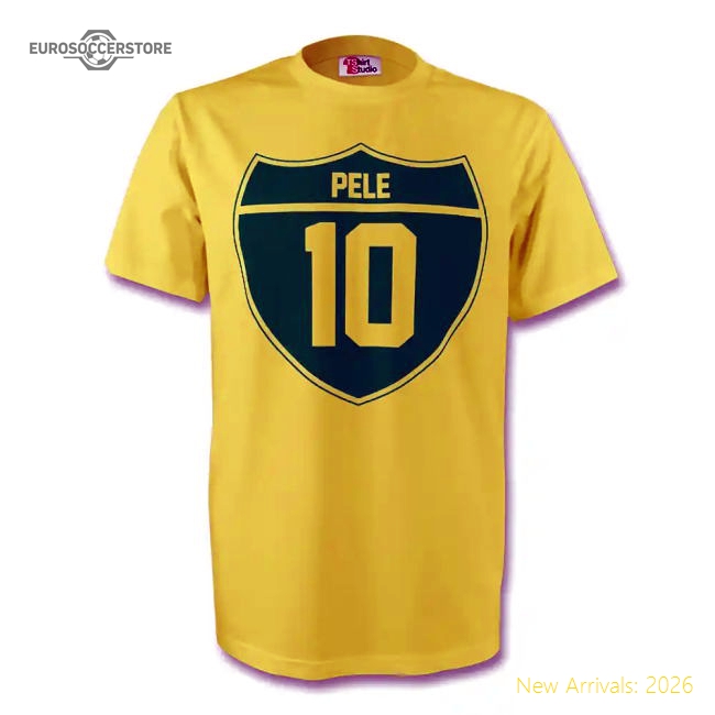 Pele Brazil Crest Tee (yellow) - Kids-Football Shirts Shop