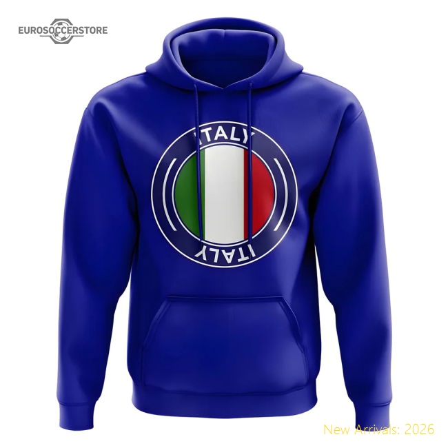 Italy Football Badge Hoodie (Royal)-Football Shirts Shop