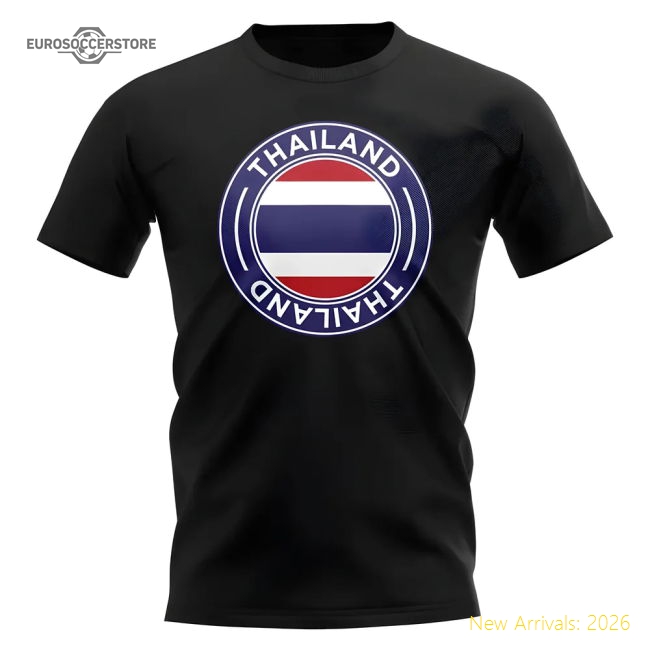 Thailand Football Badge T-Shirt (Black)-Football Shirts Shop
