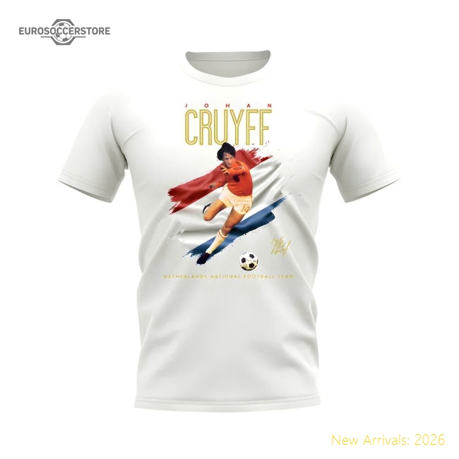 Johann Cruyff Holland Image T-Shirt (White)-Football Shirts Shop