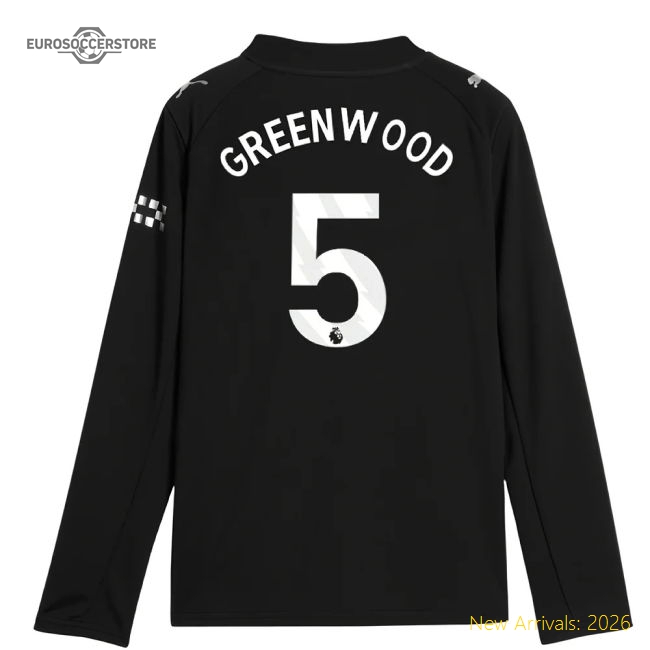 2025-2026 Man City Long Sleeve Away Shirt (Kids) (Greenwood 5)-Football Shirts Shop