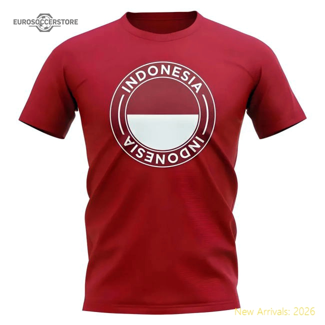Indonesia Football Badge T-Shirt (Red)-Football Shirts Shop