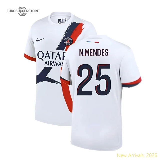 2024-2025 PSG Away Shirt (N.Mendes 25)-Football Shirts Shop