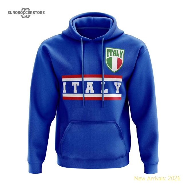 Italy Core Football Country Hoody (Blue)-Football Shirts Shop