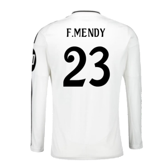 2024-2025 Real Madrid Long Sleeve Home Shirt (F.Mendy 23)-Football Shirts Shop