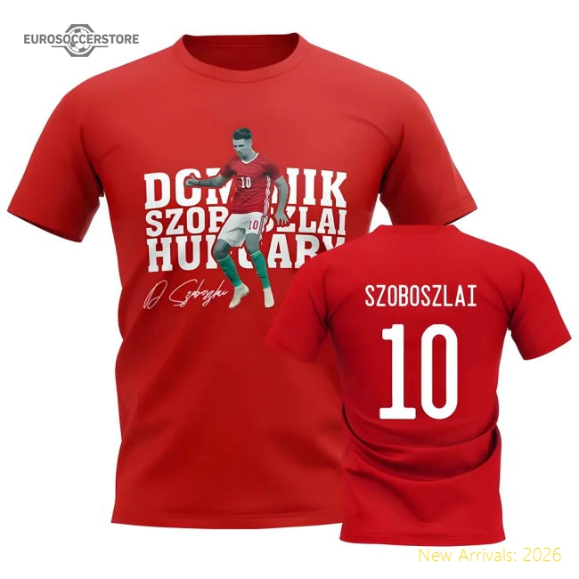 Dominik Szoboszlai Hungary Player Tee (Red)-Football Shirts Shop