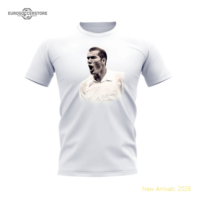Zinedine Zidane Real Madrid Legend T-Shirt (White)-Football Shirts Shop