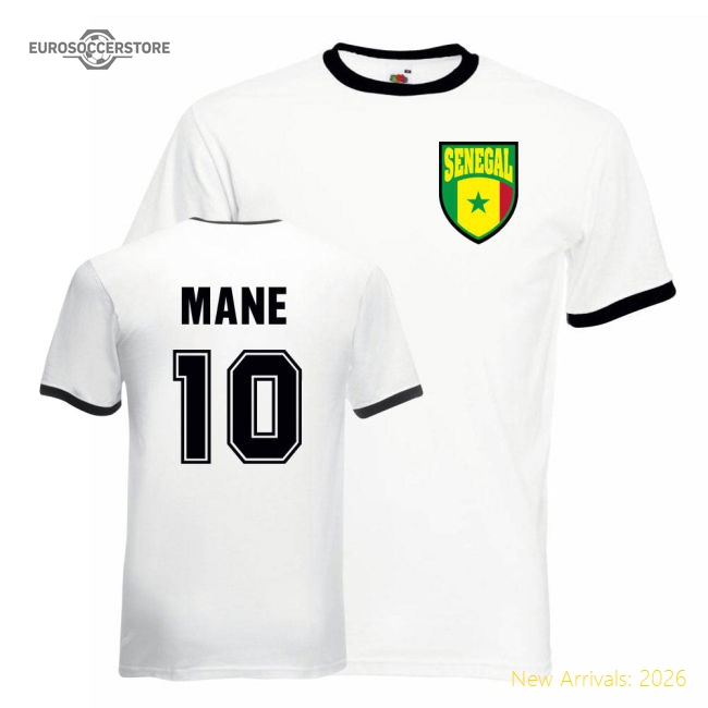 Sadio Mane Senegal Ringer Tee (white-black)-Football Shirts Shop