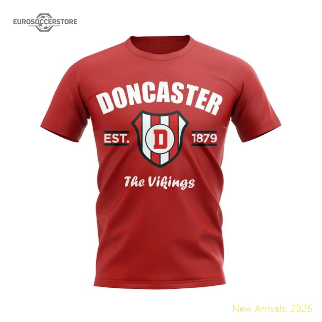 Doncaster Established Football T-Shirt (Red)-Football Shirts Shop