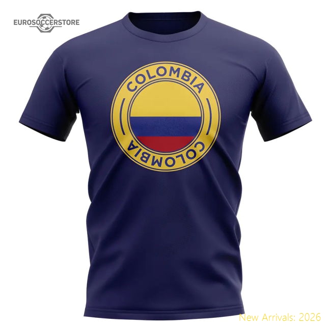 Colombia Football Badge T-Shirt (Navy)-Football Shirts Shop