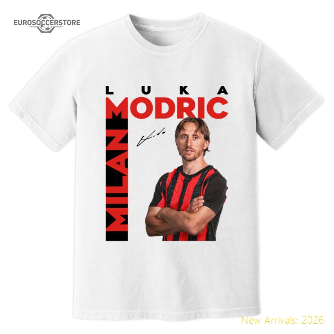 Luka Modric AC Milan New Signing T-Shirt (White)-Football Shirts Shop