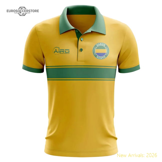 Gabon Concept Stripe Polo Shirt (Yellow)-Football Shirts Shop