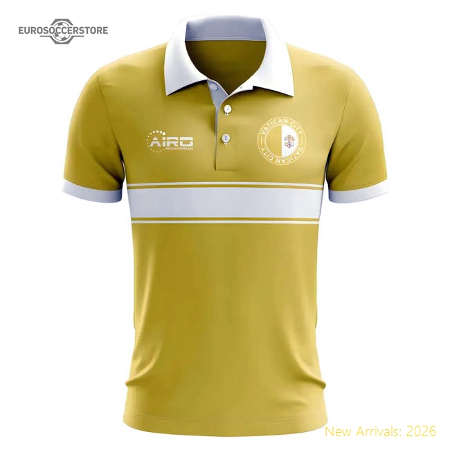 Vatican City Concept Stripe Polo Shirt (Yellow)-Football Shirts Shop
