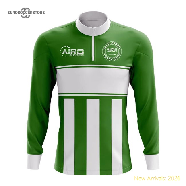 Saudi Arabia Concept Football Half Zip Midlayer Top (Green-White)-Football Shirts Shop