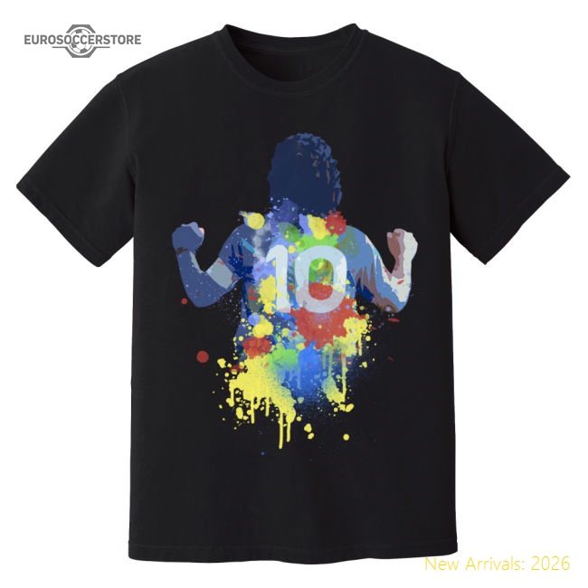 Diego Maradona Napoli Art T-Shirt (Black)-Football Shirts Shop