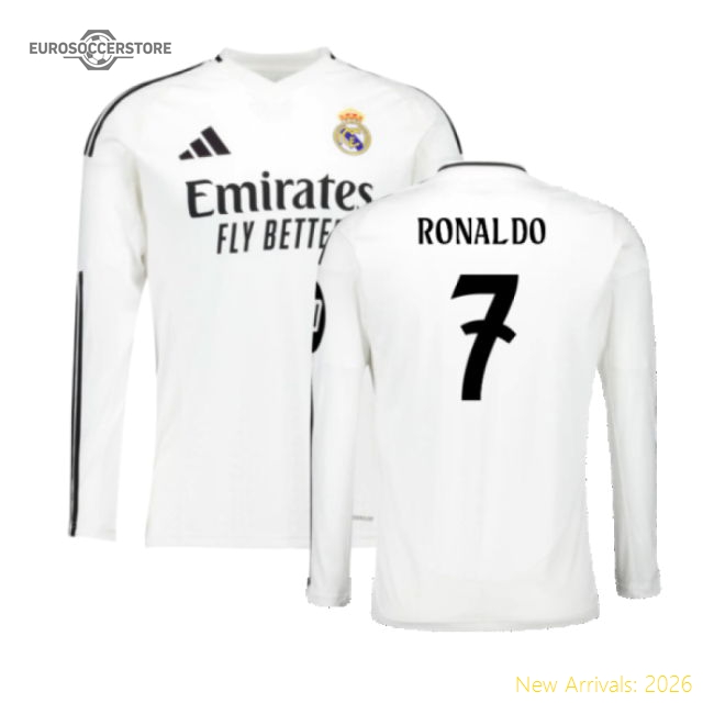 2024-2025 Real Madrid Long Sleeve Home Shirt (Ronaldo 7)-Football Shirts Shop