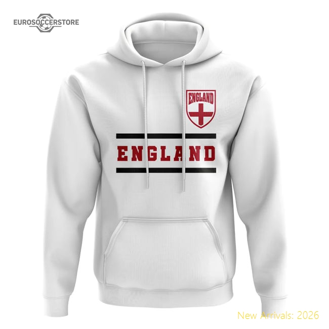 England Core Football Country Hoody (White)-Football Shirts Shop