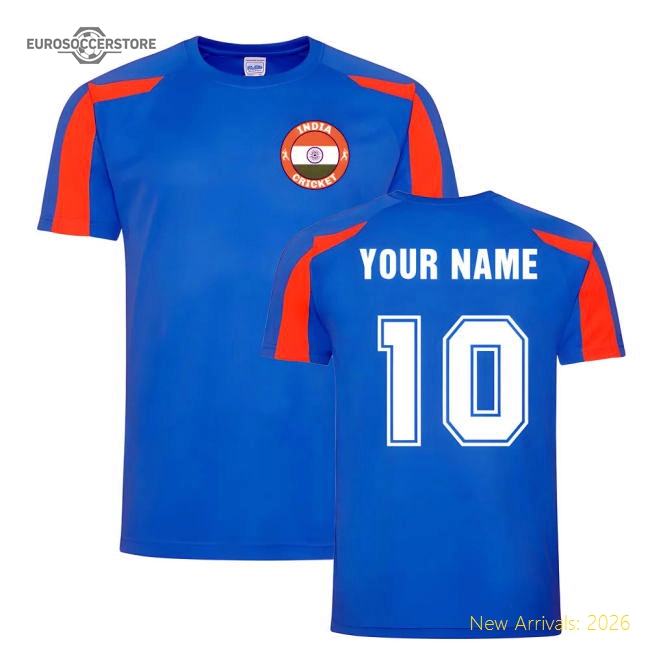 Your Name India Cricket Sports Training Jersey (Blue)-Football Shirts Shop