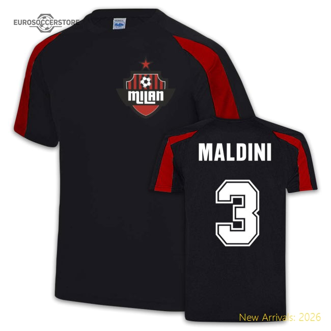 Maldini AC Milan Sport Training Jersey (Black)-Football Shirts Shop