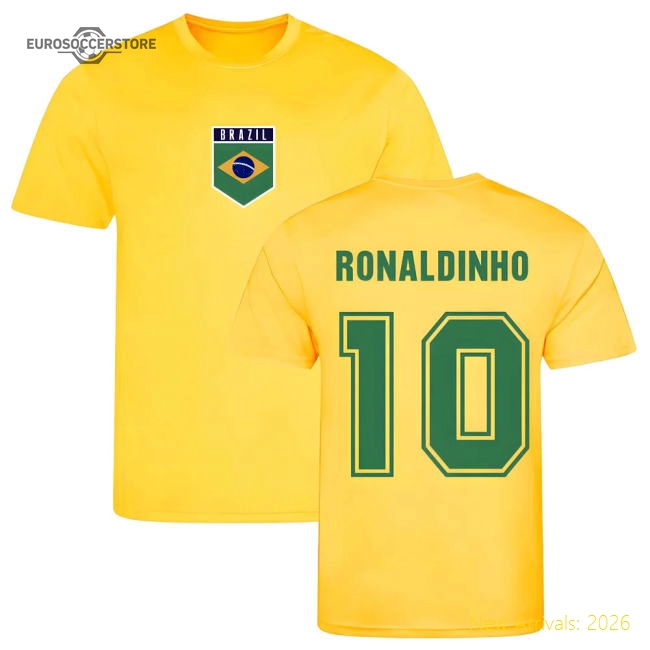 Ronaldinho Brazil Training Jersey (Yellow)-Football Shirts Shop