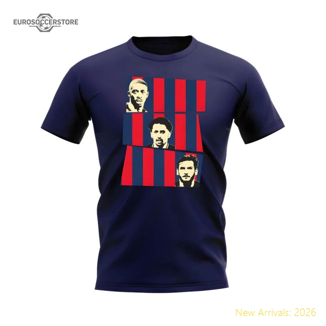 Dembele Marquinhos Kvaratskhelia PSG T-Shirt (Navy)-Football Shirts Shop