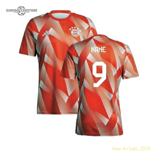 2023-2024 Bayern Munich Pre-Match Shirt (Red) (Kane 9)-Football Shirts Shop
