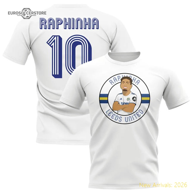 Raphinha Leeds Illustration T-Shirt (White)-Football Shirts Shop