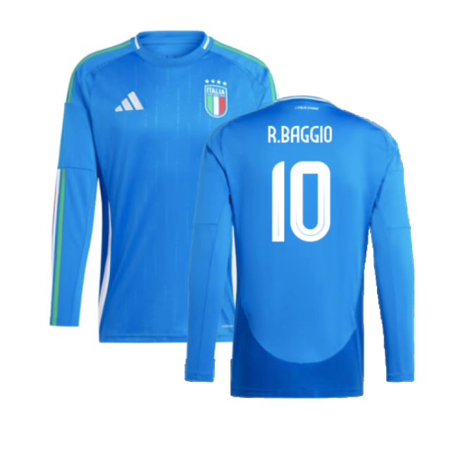 2024-2025 Italy Long Sleeve Home Shirt (R.BAGGIO 10)-Football Shirts Shop