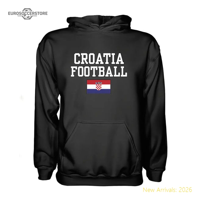 Croatia Football Hoodie - Black-Football Shirts Shop