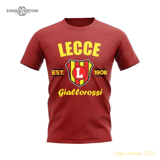 Lecce Established Football T-Shirt (Red)-Football Shirts Shop
