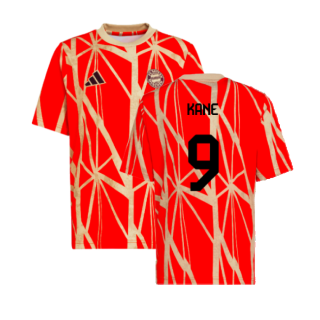 2024-2025 Bayern Munich Pre-Match Shirt (Red) (Kane 9)-Football Shirts Shop