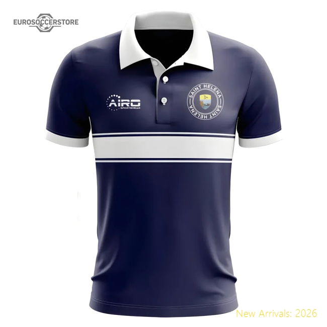 Saint Helena Concept Stripe Polo Shirt (Navy)-Football Shirts Shop