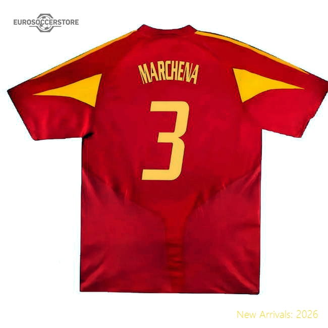 Spain 2004-06 Home Shirt ((Very Good) XL) (Marchena 3)-Football Shirts Shop