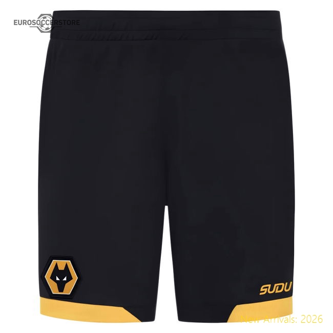 2025-2026 Wolves Home Shorts (Black)-Football Shirts Shop