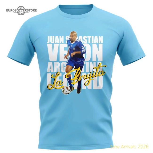 Juan Sebastian Veron Argentina Player T-Shirt (Sky Blue)-Football Shirts Shop